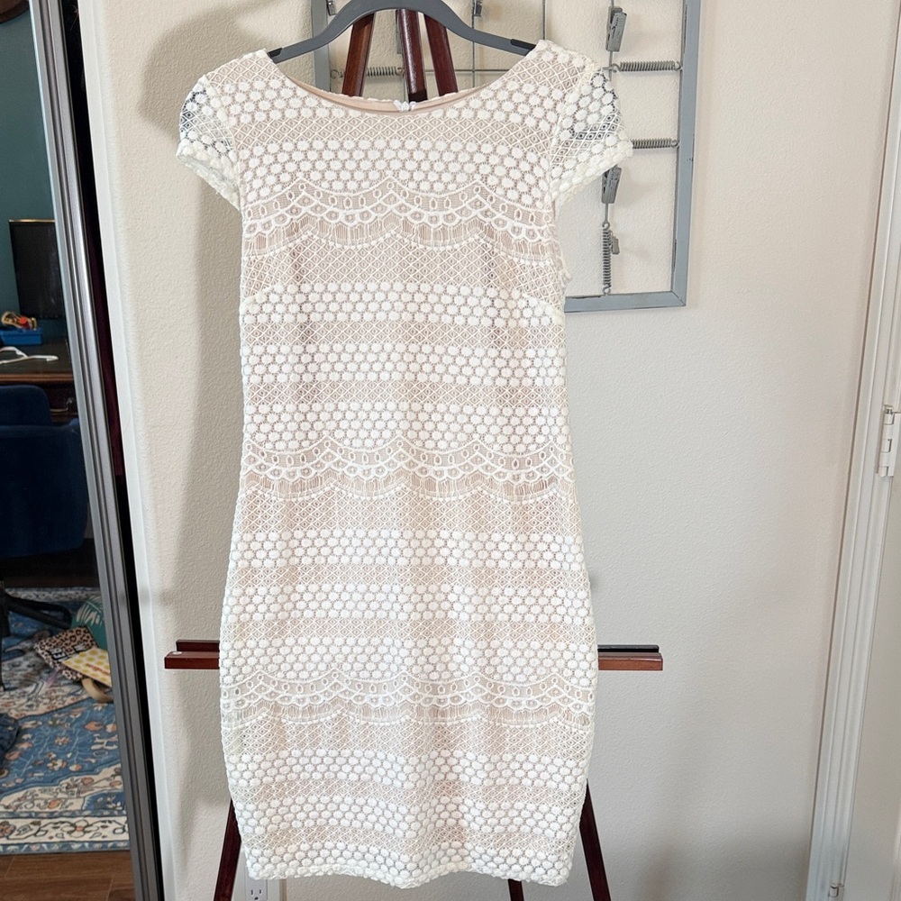AB Studio White Lace Mini Dress